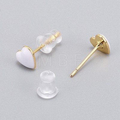Brass Enamel Stud Earrings EJEW-L231-65D-1