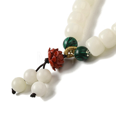 Round Natural White Jade Stretch Bracelets BJEW-B080-34A-1