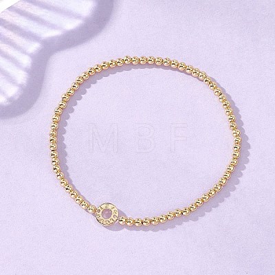 Brass Round Beads Stretch Bracelets BJEW-JB12933-1