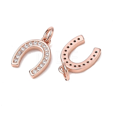 CZ Brass Micro Pave Cubic Zirconia Horse Shoe Charms ZIRC-L018-13RG-1