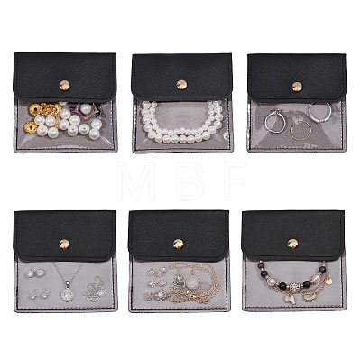 6Pcs PU Leather with PVC Pouches with Snap Button ABAG-WH0072-036A-1