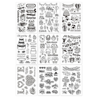 Globleland 9 Sheets 9 Style PVC Plastic Stamps DIY-GL0002-84I-1