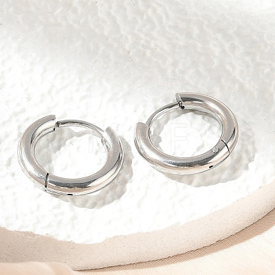 Tarnish Resistant 201 Stainless Steel Hoop Earrings X-MAK-R021-15mm-1