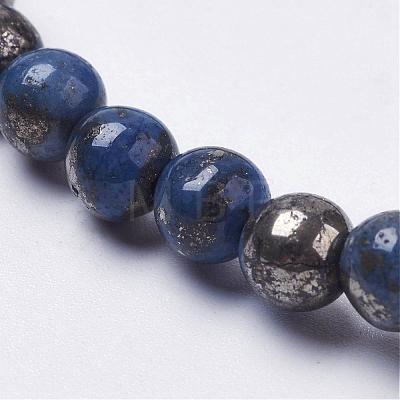 Natural Pyrite Beads Strands G-K181-8mm-H04-1