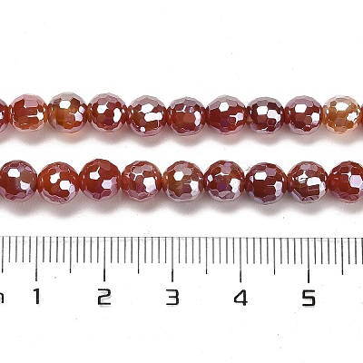 Electroplated Natural Agate Round Beads Strands G-L598-A01-01C-1