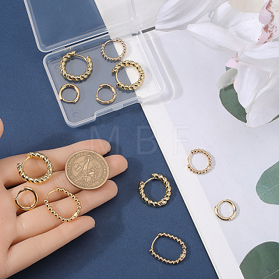 SUNNYCLUE 8 Pairs 4 Styles Brass Beaded Huggie Hoop Earrings for Women KK-SC0004-60-1