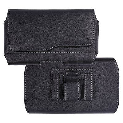 Rectangle Cowhide Mobile Phone Waist Belt Pouches AJEW-WH0596-952-1
