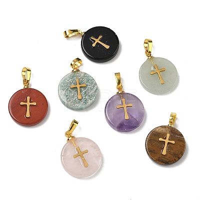 Natural Mixed Gemstone Pendants G-K385-16G-1