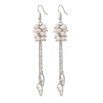 Natural Persian Jade Wing Dangle Earrings EJEW-JE06728-1