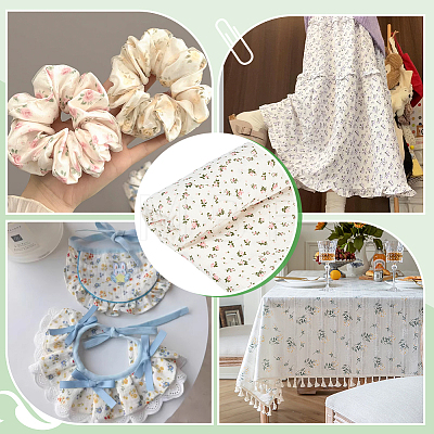 Flower Pattern Cotton Fabric DIY-WH0504-985B-1