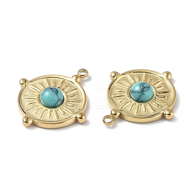 Vacuum Plating 201 Stainless Steel Natural Turquoise Pendants STAS-C064-VC891-1