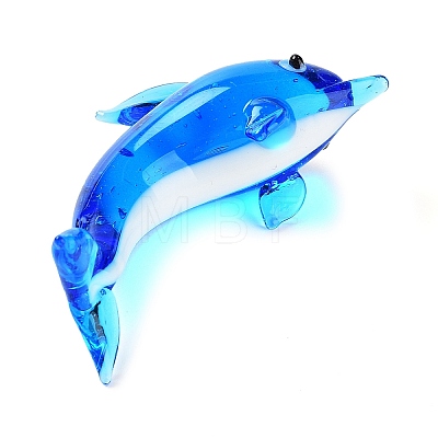 3D Dolphin Handmade Lampwork Display Decoration DJEW-C012-05-1