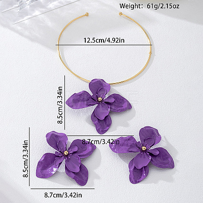 Alloy Stud Earrings & Charm Choker Sets WG3F7DF-01-1