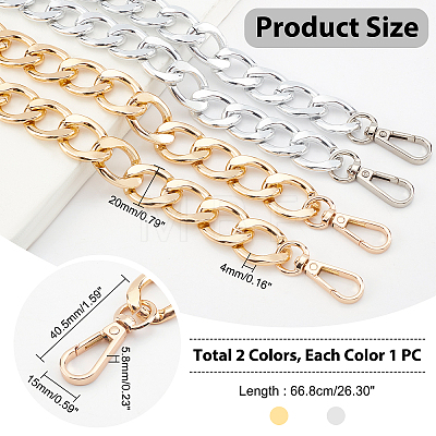   2Pcs 2 Colors Aluminum Curb Chain Bag Handles FIND-PH0005-15-1