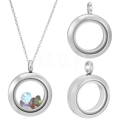 2Pcs Stainless Steel Locket Pendants STAS-BBC0010-31D-1