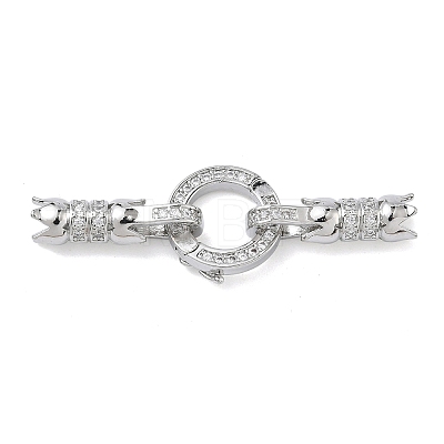 Ring Brass Micro Pave Clear Cubic Zirconia Fold Over Clasps KK-Z143-12P-1