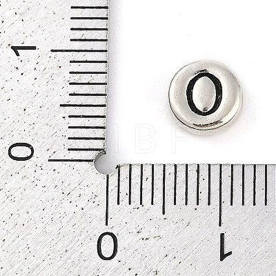 925 Sterling Silver Flat Round with Letter Beads STER-G044-01AS-O-1