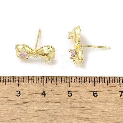 Rack Plating Brass Micro Pave Cubic Zirconia Studs Earrings Findings KK-K371-10G-1