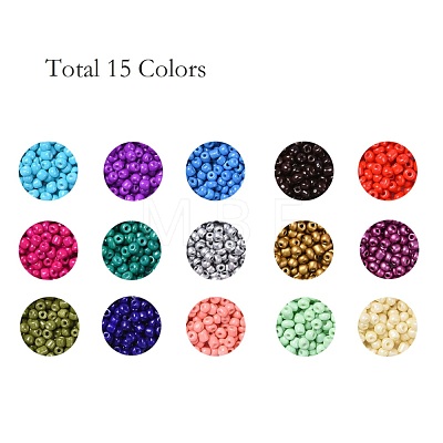 180G 15 Colors Baking Paint K9 Glass Seed Beads SEED-JQ0003-01C-4mm-1