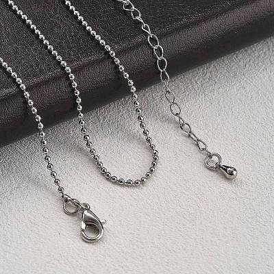 Brass Ball Chains Necklaces for Women NJEW-D302-21P-1