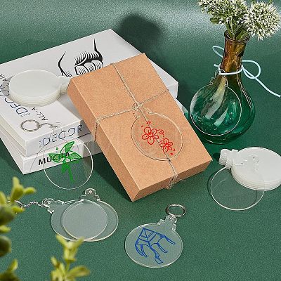 Transparent Acrylic Disc Pendants TACR-NB0001-07B-1