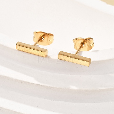 Cuboid Ion Plating(IP) 304 Stainless Steel Stud Crawler Earrings EJEW-O052-45G-1