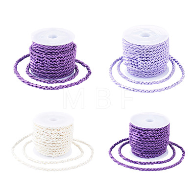 4 Rolls 4 Colors Round Polyester Cord OCOR-TA0003-88C-1