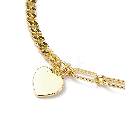 Brass Heart Charms Bracelets BJEW-JB10401-1