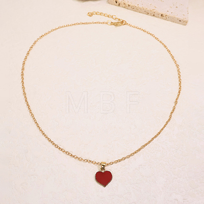 Zinc Alloy Ruby Rhinestone Love Heart Pendant Necklaces for Women TZ8226-1