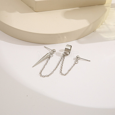 Cone Alloy Alloy Double Piercing Tassel Chain Cuff Crawler Climber Cartilage Earrings WG04085-06-1