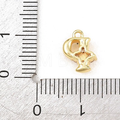 Brass Micro Pave Clear Cubic Zirconia Charms KK-Z151-18G-P-1