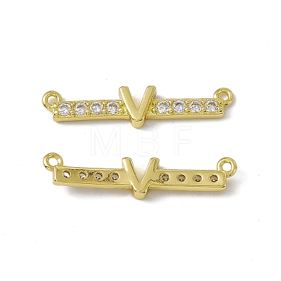 Rack Plating Brass Micro Pave Clear Cubic Zirconia Connector Charms KK-C007-37G-V-1