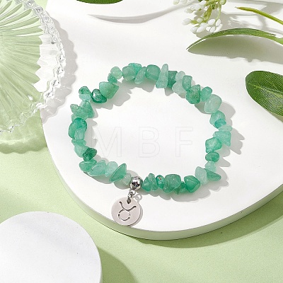 Natural Green Aventurine Chip Beaded Stretch Bracelets BJEW-JB11133-04-1