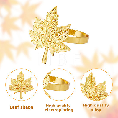 Maple Leaf Alloy Napkin Rings AJEW-WH0314-77G-1