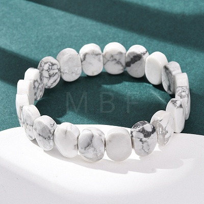 Natural Howlite Faceted Beaded Stretch Bracelets for Women BJEW-K251-07S-1
