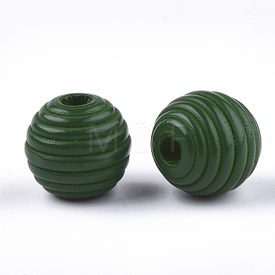 Painted Natural Wood Beehive Beads WOOD-S049-04A-04-1
