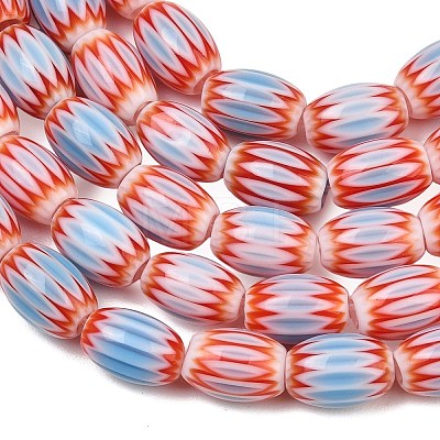 Handmade Millefiori Glass Oval Bead Strands LK-Z001-01B-08-1