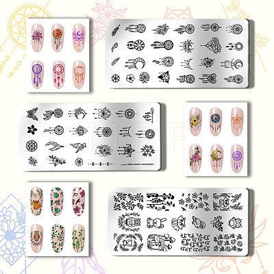 Stainless Steel DIY Nail Art Templates MRMJ-WH0092-010-1