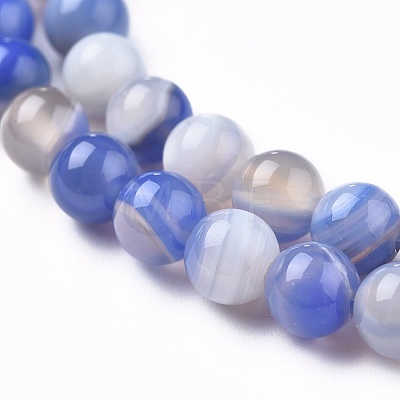 Natural Striped Agate/Banded Agate Beads Strands G-I261-C02-6mm-1