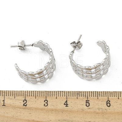 304 Stainless Steel C-Shaped Stud Earrings for Women EJEW-A119-15P-1