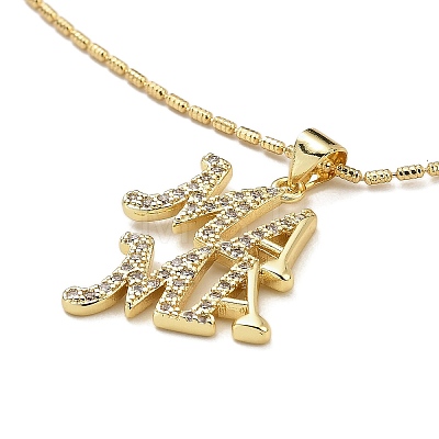 Golden Plated Brass Micro Pave Clear Cubic Zirconia Pendant Necklaces NJEW-L178-01G-01-1