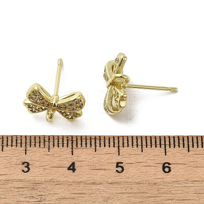 Rack Plating Brass & Cubic Zirconia Stud Earring Findings KK-G487-08G-1