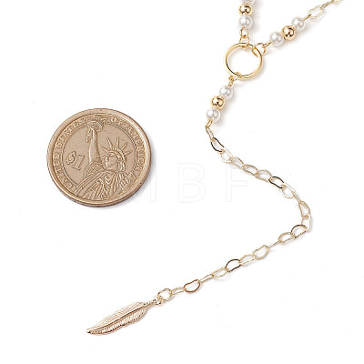 Brass Chain Lariat Necklaces NJEW-JN04920-1
