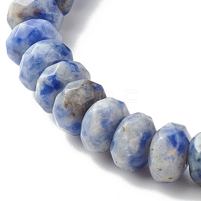 Reiki Natural Blue Spot Jasper & Wenge Wood Beads Stretch Bracelet BJEW-JB06896-04-1