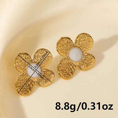 304 Stainless Steel Flower Stud Earrings BM1412-2-1