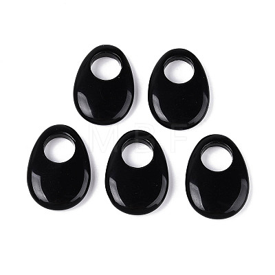 Natural Obsidian Large Hole Pendants G-N348-06B-12-1