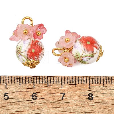 Printed Handmade Porcelain Beads Pendants PALLOY-JF05907-01-1