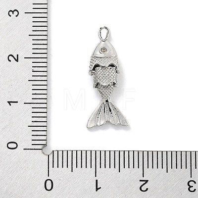 Fish Rack Plating Brass Micro Pave Cubic Zirconia Pendants KK-Z071-72A-01P-1