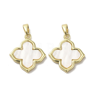 Brass Pave Shell Pendants X-KK-I708-14H-G-1
