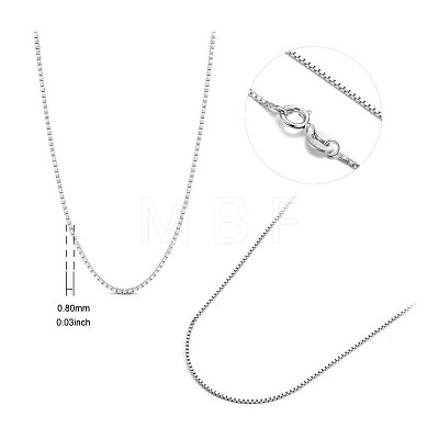 SHEGRACE Rhodium Plated 925 Sterling Silver Box Chain Necklaces JN736A-1